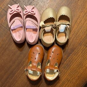 Stylish Kids Shoes Set - Pink, Gold, and Brown